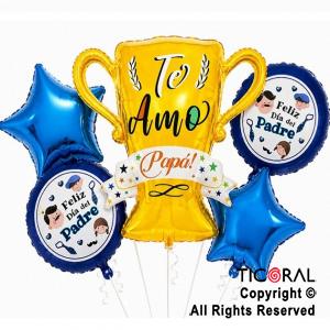 SET DE GLOBOS METALIZADO COPA TE AMO PAPA 5 UNIDADES X 1